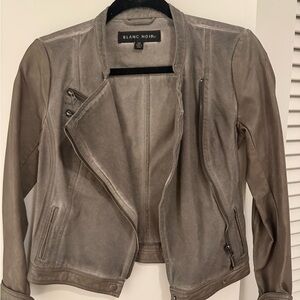 Blanc Noir Women's Taupe Leather Jacket